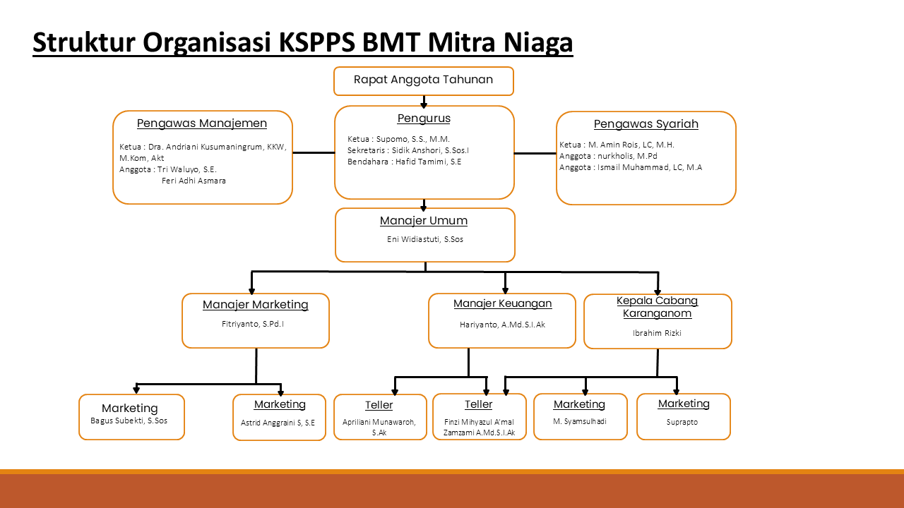 Struktur Organisasi BMT Mitra Niaga